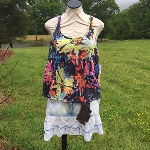NWT ANTIK Denim Mini Skirt+ NWT FREE PEOPLE Top